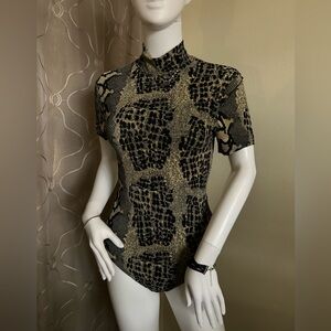 Print mock neck body suit